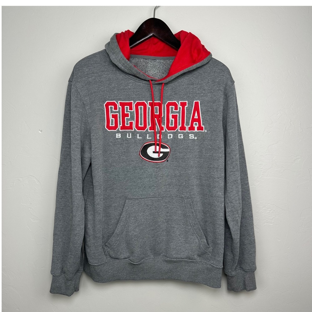 Fanatics Georgia Bulldogs Hoodie Mens Est Large Gray Red NCAA Sweatshirt 103417